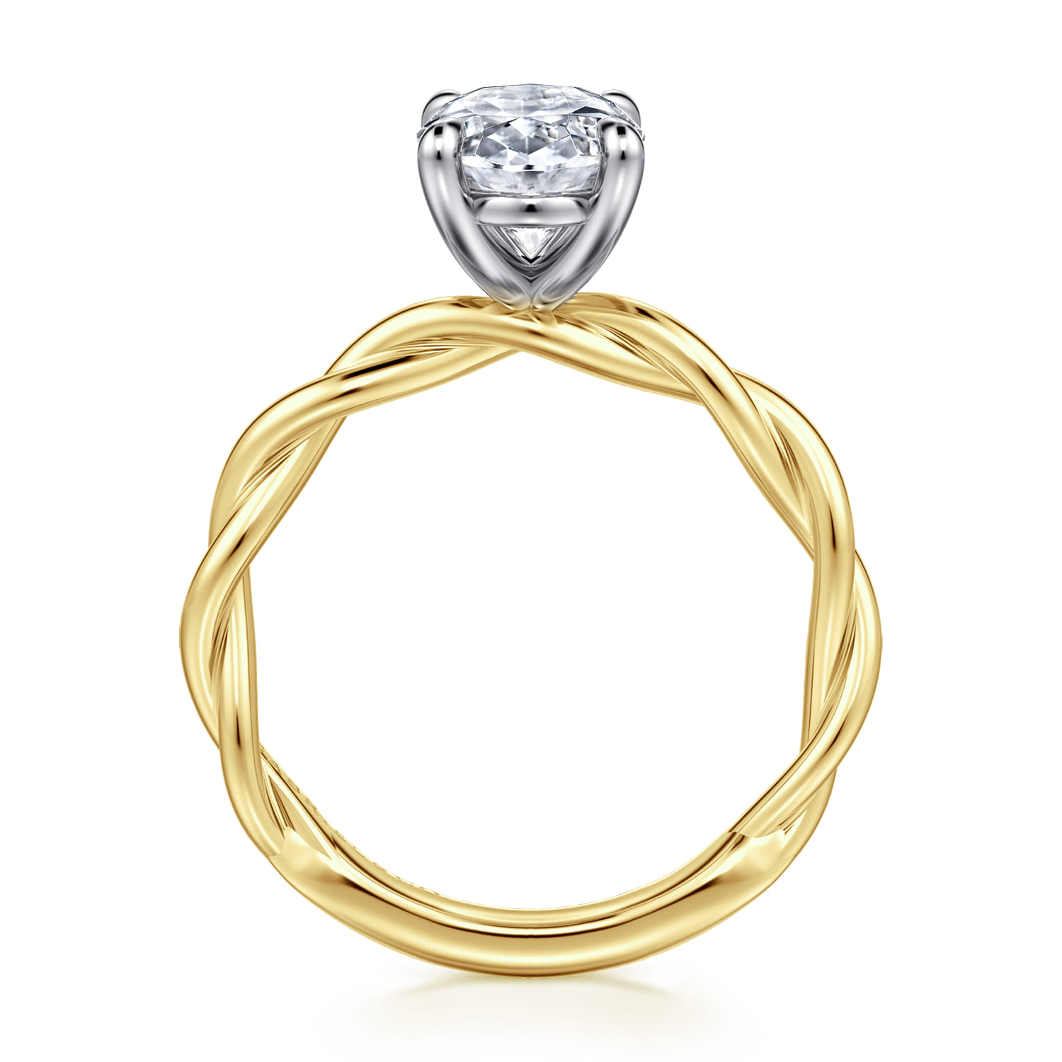 Emersin - 14K White-Yellow Gold Twisted Oval Diamond Engagement Ring - Shot 2
