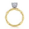 Emersin - 14K White-Yellow Gold Twisted Oval Diamond Engagement Ring
