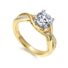 Bailey - 14K White-Yellow Gold Round Diamond Bypass Channel Set Engagement Ring - 0.09 ct