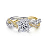 Sandrine - 14K White-Yellow Gold Round Diamond Twisted Engagement Ring - 0.36 ct