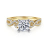 Kayla - 14K White-Yellow Gold Twisted Round Diamond Engagement Ring - 0.35 ct