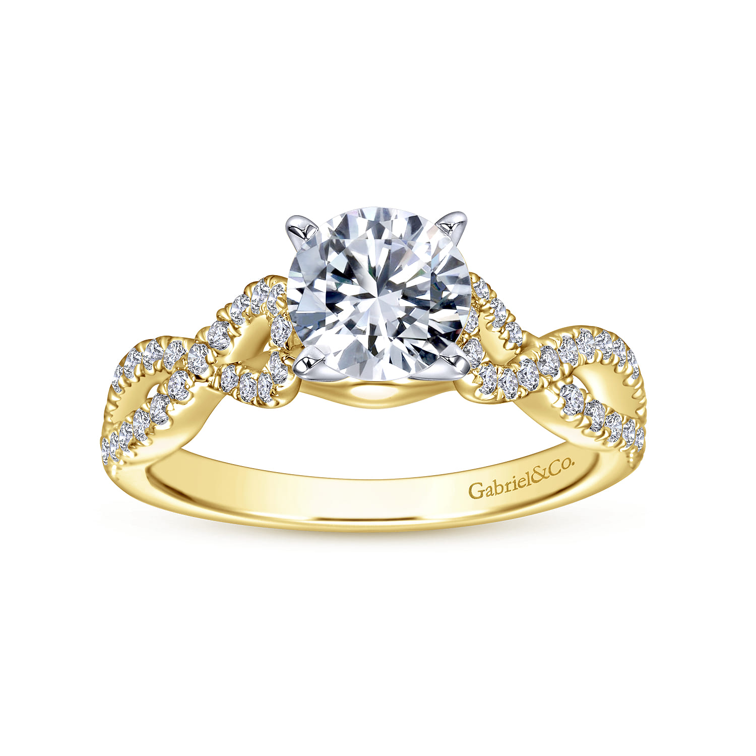 Kayla - 14K White-Yellow Gold Twisted Round Diamond Engagement Ring - 0.35 ct - Shot 5