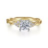 Catalina - 14K White-Yellow Gold Round Diamond Twisted Engagement Ring - 0.12 ct