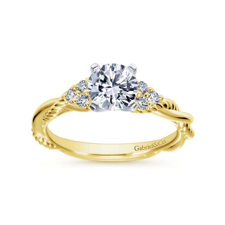 Catalina - 14K White-Yellow Gold Round Diamond Twisted Engagement Ring - 0.12 ct - Shot 5