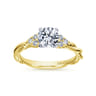 Catalina - 14K White-Yellow Gold Round Diamond Twisted Engagement Ring - 0.12 ct