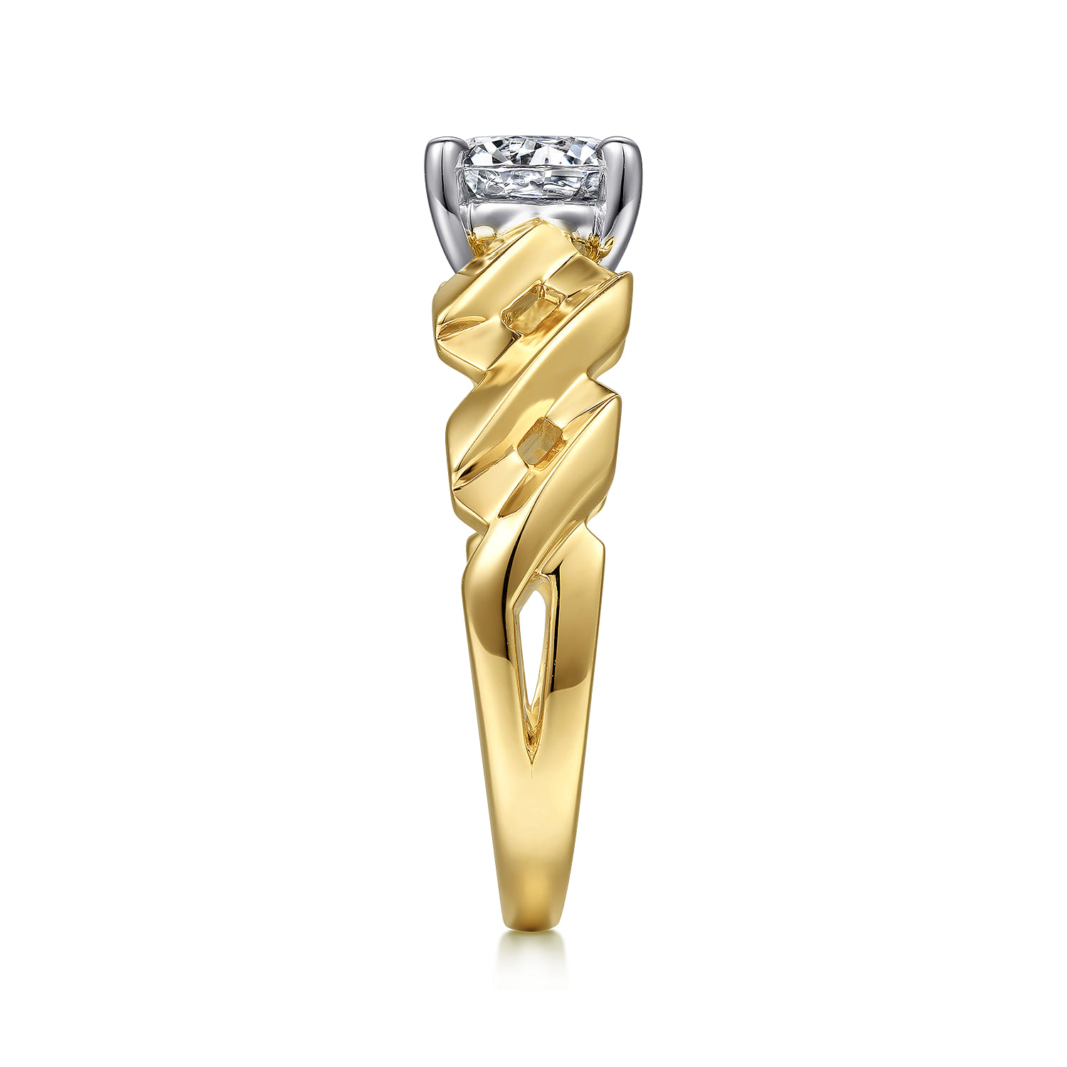 Joie - 14K White-Yellow Gold Twisted Diamond Engagement Ring - Shot 5