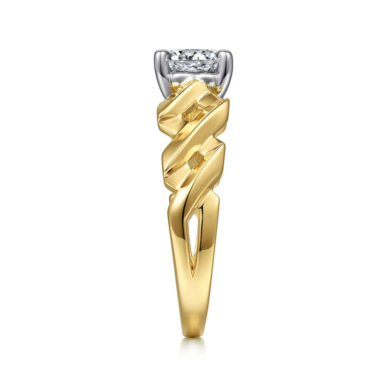 Joie - 14K White-Yellow Gold Twisted Diamond Engagement Ring - Shot 5