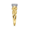 Joie - 14K White-Yellow Gold Twisted Diamond Engagement Ring