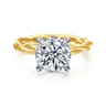 Emersin - 14K White-Yellow Gold Twisted Round Diamond Engagement Ring
