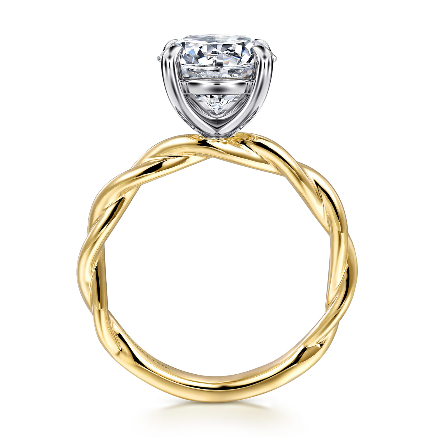 Emersin - 14K White-Yellow Gold Twisted Round Diamond Engagement Ring - Shot 2