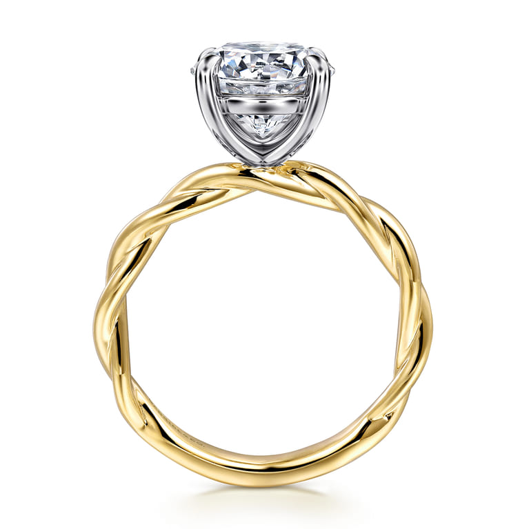 Emersin - 14K White-Yellow Gold Twisted Round Diamond Engagement Ring - Shot 2