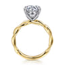 Emersin - 14K White-Yellow Gold Twisted Round Diamond Engagement Ring