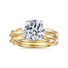 Emersin - 14K White-Yellow Gold Twisted Round Diamond Engagement Ring