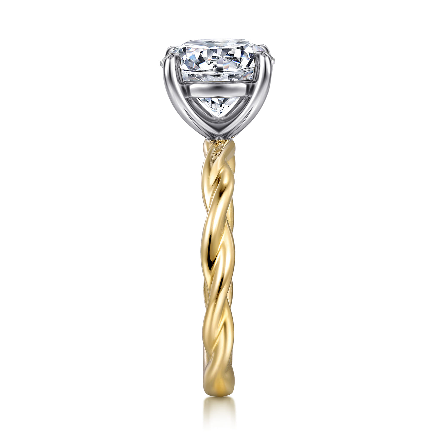 Emersin - 14K White-Yellow Gold Twisted Round Diamond Engagement Ring - Shot 5