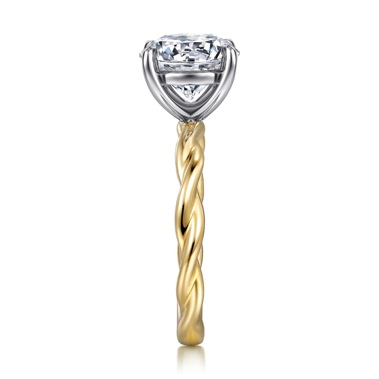 Emersin - 14K White-Yellow Gold Twisted Round Diamond Engagement Ring - Shot 5