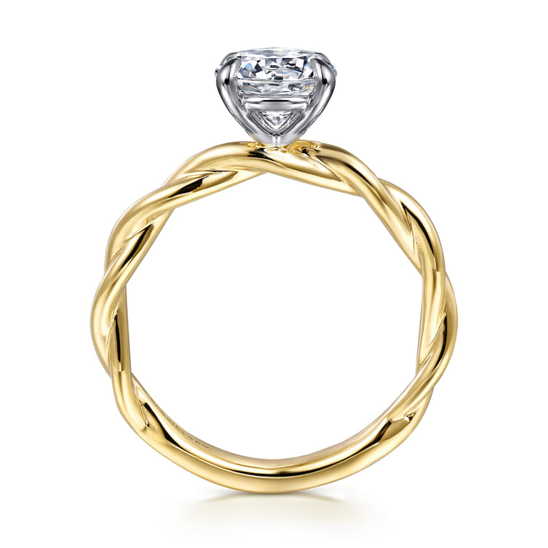 Emersin - 14K White-Yellow Gold Twisted Round Diamond Engagement Ring - Shot 2