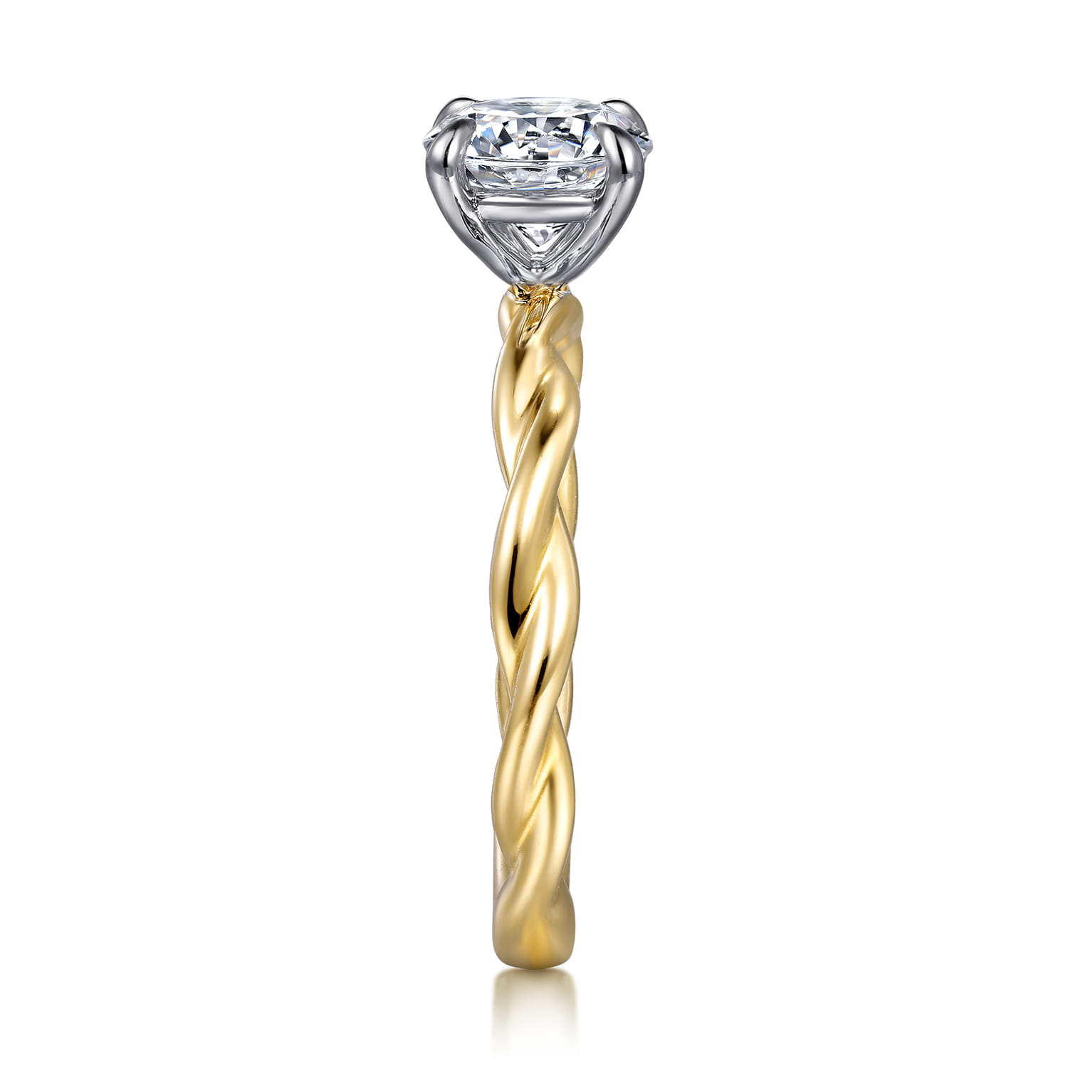 Emersin - 14K White-Yellow Gold Twisted Round Diamond Engagement Ring - Shot 4