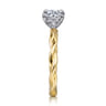 Emersin - 14K White-Yellow Gold Twisted Round Diamond Engagement Ring