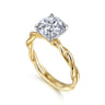 Emersin - 14K White-Yellow Gold Twisted Round Diamond Engagement Ring