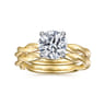 Emersin - 14K White-Yellow Gold Twisted Round Diamond Engagement Ring