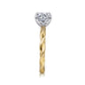 Emersin - 14K White-Yellow Gold Twisted Round Diamond Engagement Ring