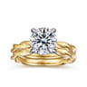 Emersin - 14K White-Yellow Gold Twisted Round Diamond Engagement Ring