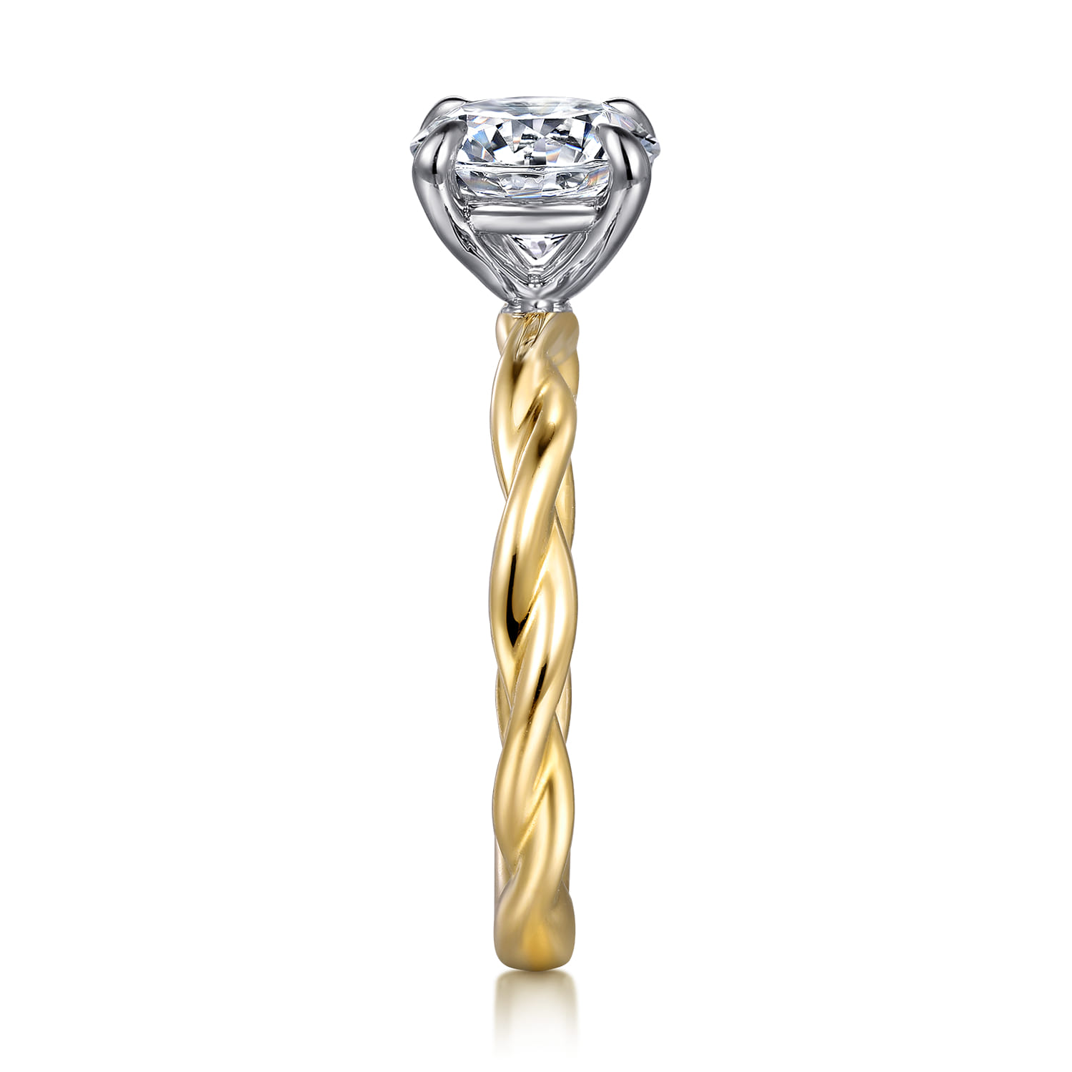 Emersin - 14K White-Yellow Gold Twisted Round Diamond Engagement Ring - Shot 5