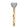 Emersin - 14K White-Yellow Gold Twisted Round Diamond Engagement Ring