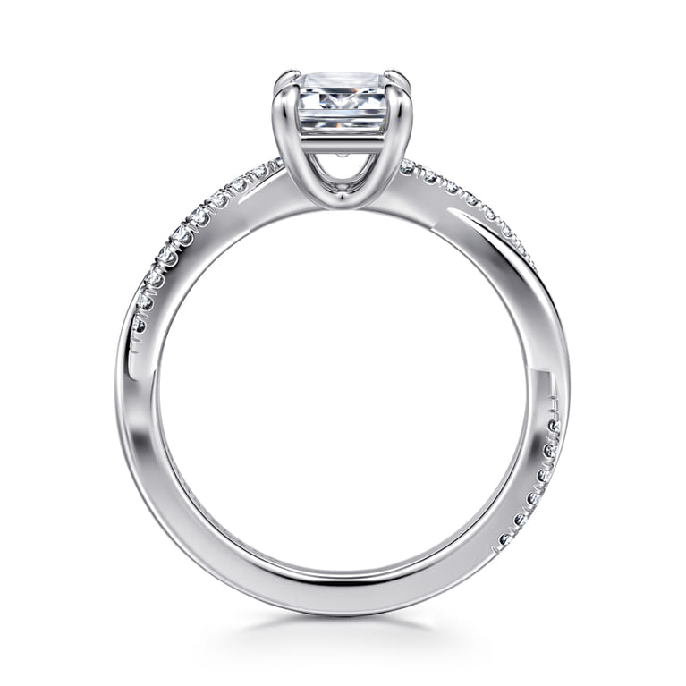 Campana - 18K White Gold Emerald Cut Twisted Diamond Engagement Ring - 0.16 ct - Shot 2