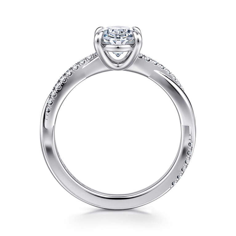 18K Yellow Gold Oval Twisted Diamond Engagement Ring - 0.16 ct - Shot 2