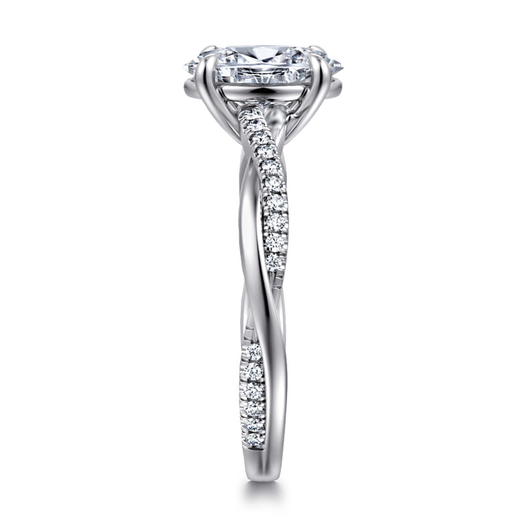 18K Yellow Gold Oval Twisted Diamond Engagement Ring - 0.16 ct - Shot 4