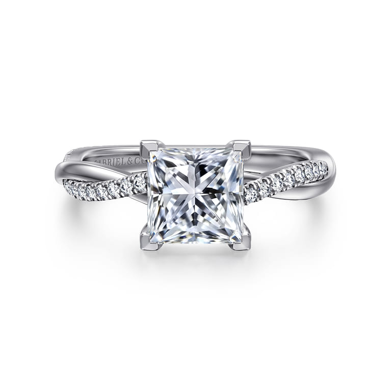 Campana - 18K Yellow Gold Princess Cut Twisted Diamond Engagement Ring - 0.16 ct - Shot 1