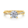 Campana - 18K Yellow Gold Cushion Cut Twisted Diamond Engagement Ring - 0.16 ct