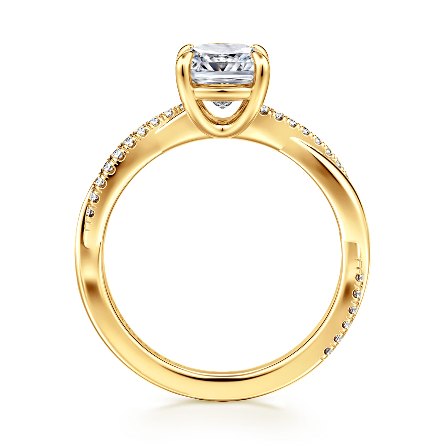 Campana - 18K Yellow Gold Cushion Cut Twisted Diamond Engagement Ring - 0.16 ct - Shot 2