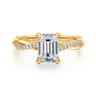 Campana - 18K Yellow Gold Emerald Cut Twisted Diamond Engagement Ring - 0.16 ct
