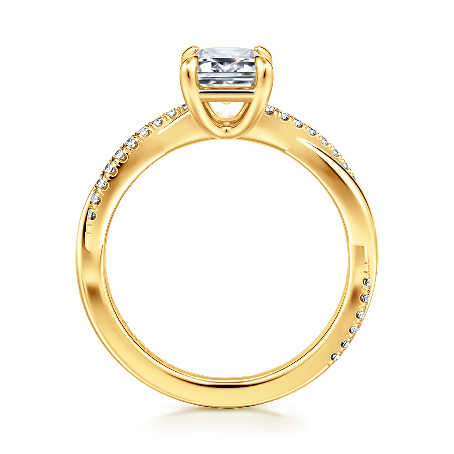 Campana - 18K Yellow Gold Emerald Cut Twisted Diamond Engagement Ring - 0.16 ct - Shot 2