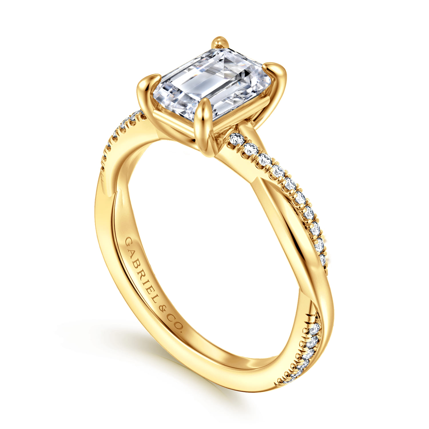 Campana - 18K Yellow Gold Emerald Cut Twisted Diamond Engagement Ring - 0.16 ct - Shot 3