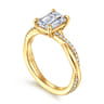 Campana - 18K Yellow Gold Emerald Cut Twisted Diamond Engagement Ring - 0.16 ct