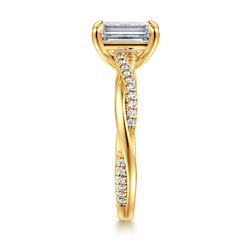 Campana - 18K Yellow Gold Emerald Cut Twisted Diamond Engagement Ring - 0.16 ct - Shot 4