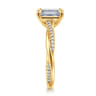 Campana - 18K Yellow Gold Emerald Cut Twisted Diamond Engagement Ring - 0.16 ct