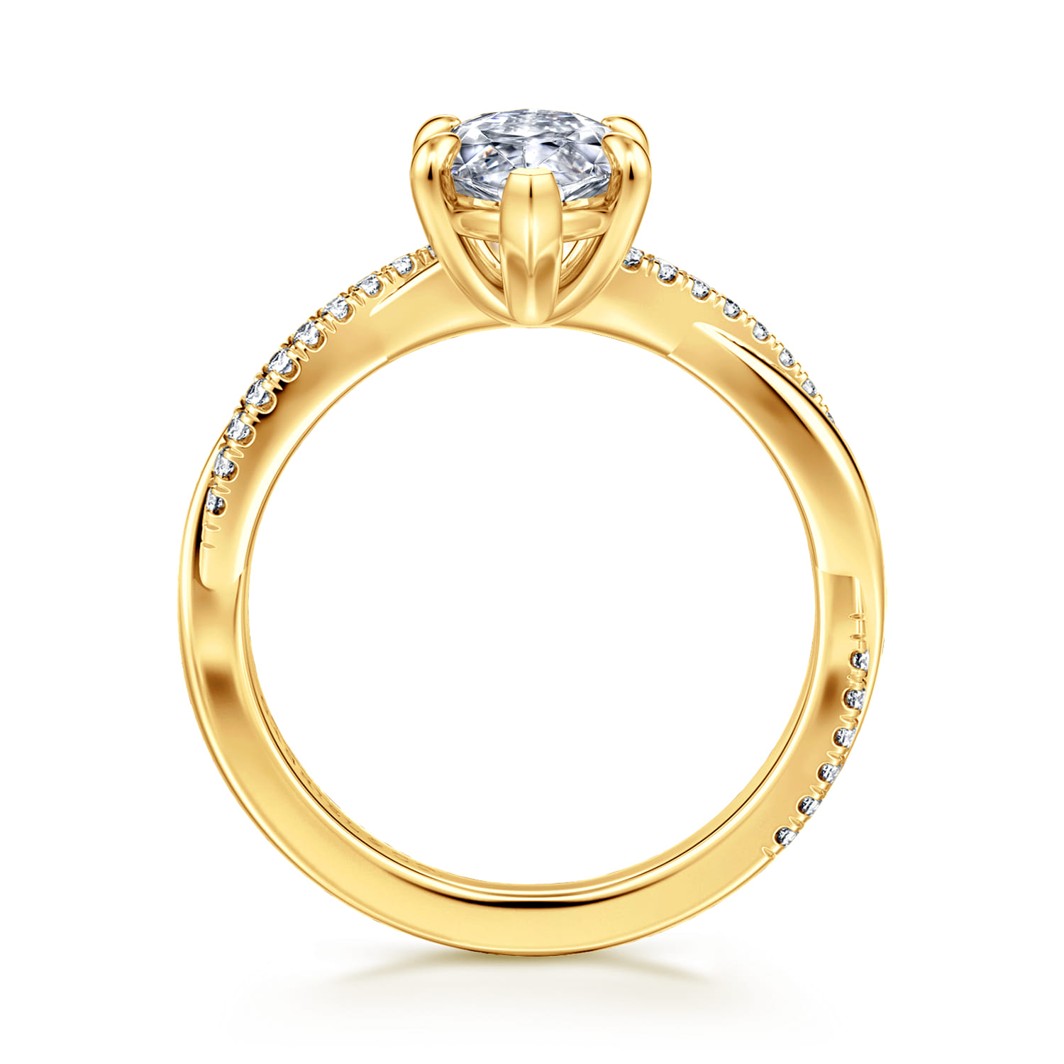 Campana - 18K Yellow Gold Marquise Shape Twisted Diamond Engagement Ring - 0.16 ct - Shot 2