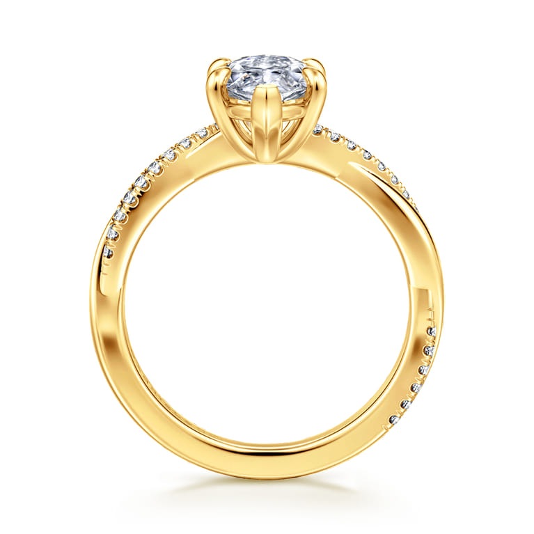 Campana - 18K Yellow Gold Marquise Shape Twisted Diamond Engagement Ring - 0.16 ct - Shot 2