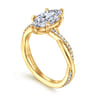 Campana - 18K Yellow Gold Marquise Shape Twisted Diamond Engagement Ring - 0.16 ct