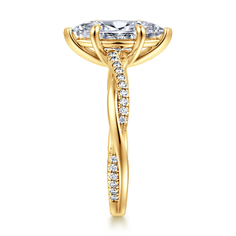Campana - 18K Yellow Gold Marquise Shape Twisted Diamond Engagement Ring - 0.16 ct - Shot 4