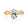 18K Yellow Gold Oval Twisted Diamond Engagement Ring - 0.16 ct