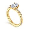 18K Yellow Gold Oval Twisted Diamond Engagement Ring - 0.16 ct
