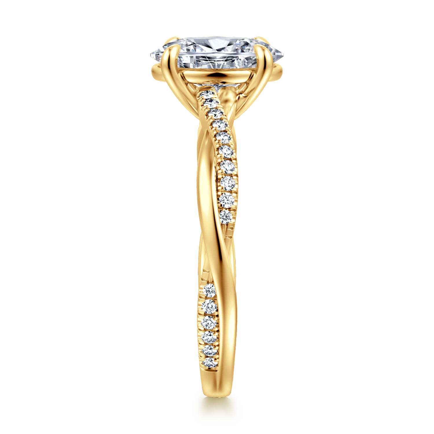 18K Yellow Gold Oval Twisted Diamond Engagement Ring - 0.16 ct - Shot 4