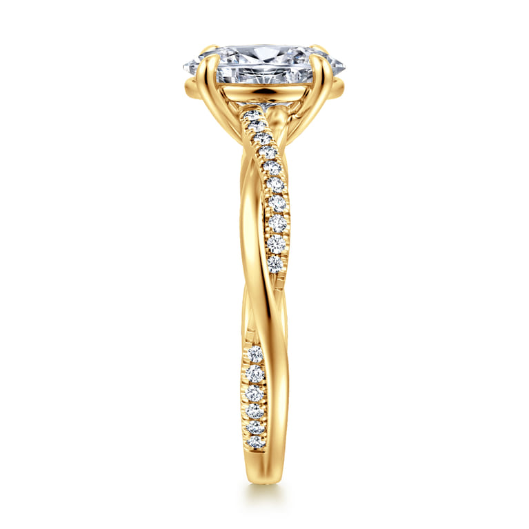18K Yellow Gold Oval Twisted Diamond Engagement Ring - 0.16 ct - Shot 4