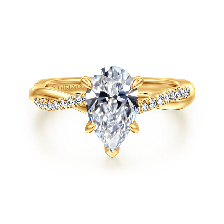 Campana - 18K Yellow Gold Pear Shape Twisted Diamond Engagement Ring - 0.16 ct - Shot 1