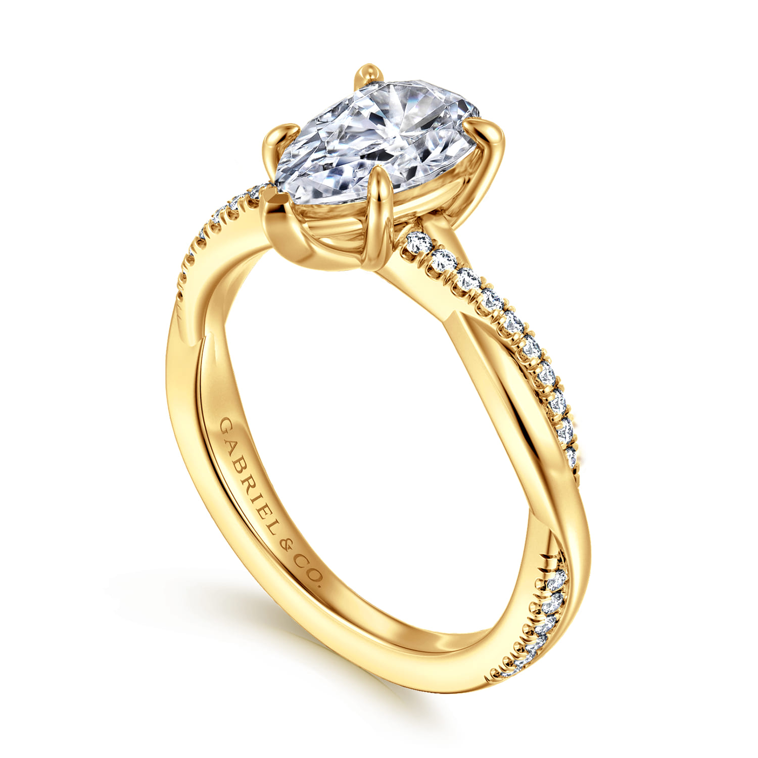 Campana - 18K Yellow Gold Pear Shape Twisted Diamond Engagement Ring - 0.16 ct - Shot 3